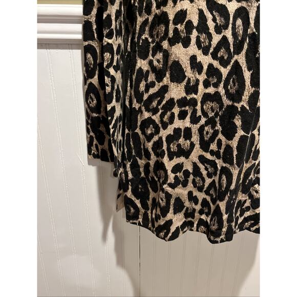 inc international concepts Women’s Long Top Plunge V Neck Leopard Beaded LS M - Picture 6 of 9